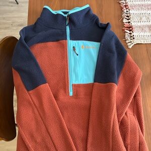 Cotopaxi Men's Half-Zip Fleece Sweater - Dark Blue and Rust